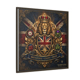 Britannia Lion Framed Canvas Wall Art — Union Jack Crest, 'Britannia • Unity • Pride'