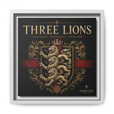 Three Lions Framed Canvas Wall Art — Heraldic England Crest Matte Print