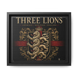 Three Lions Framed Canvas Wall Art — Heraldic England Crest Matte Print