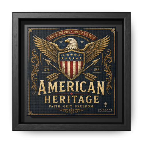 American Heritage Canvas Print – Patriotic Eagle Framed Wall Art in Black