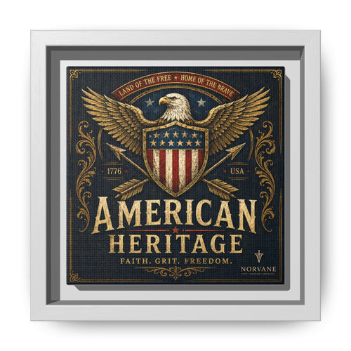 American Heritage Canvas Print – Patriotic Eagle Framed Wall Art in White