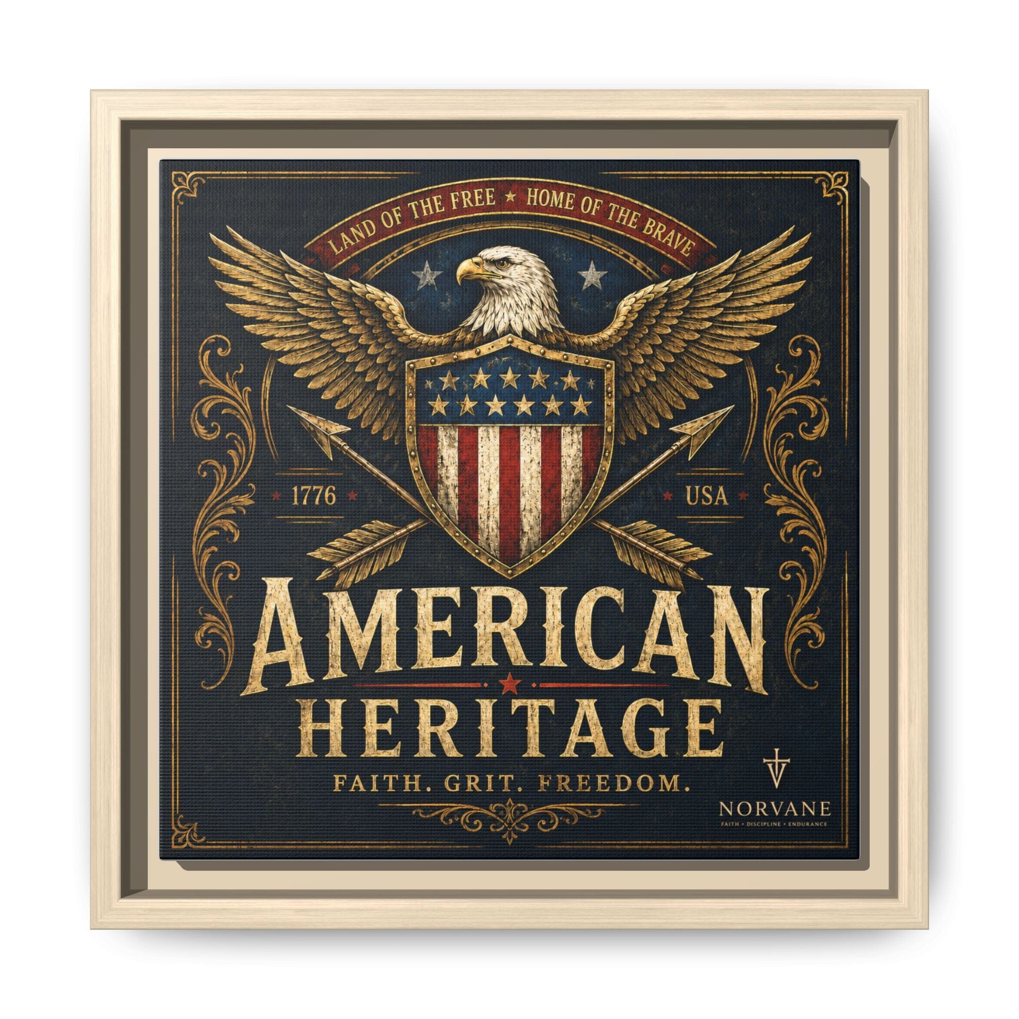 American Heritage Matte Canvas Print — Patriotic Eagle Framed Wall Art Canvas Printify 10″ x 10″ 1.25" Natural