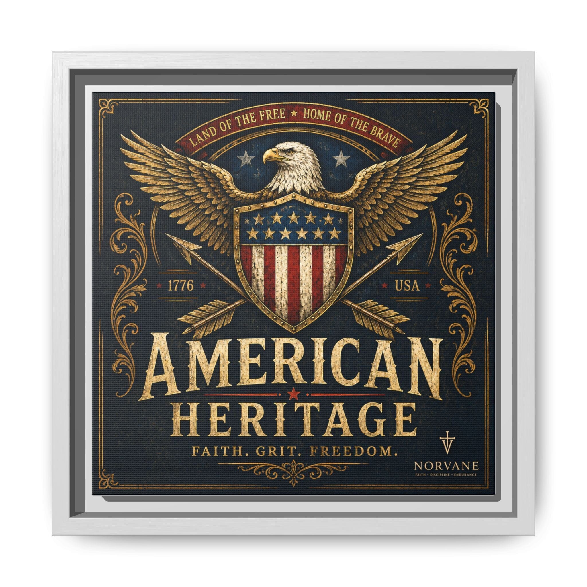 American Heritage Matte Canvas Print — Patriotic Eagle Framed Wall Art Canvas Printify 10″ x 10″ 1.25" White