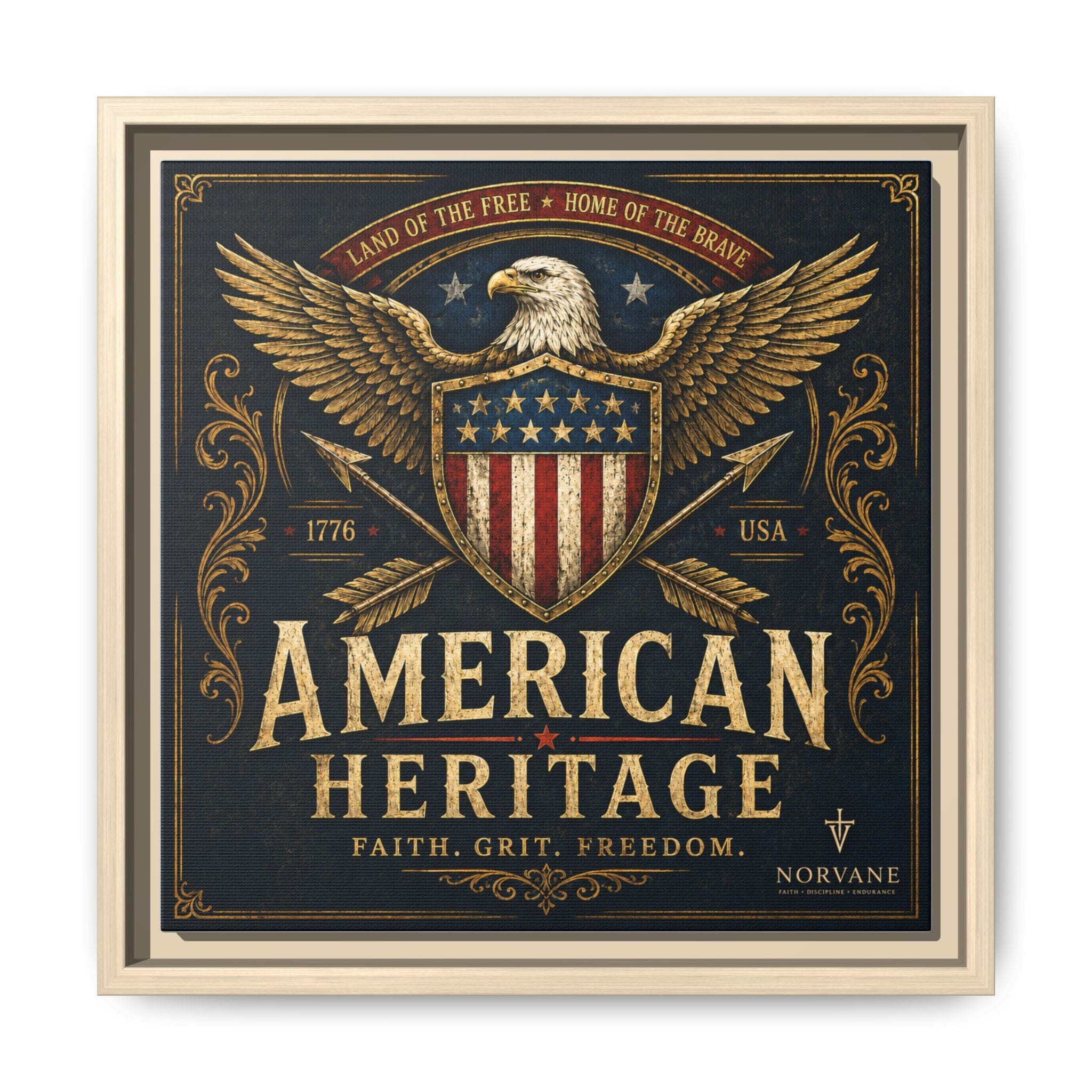 American Heritage Matte Canvas Print — Patriotic Eagle Framed Wall Art Canvas Printify 12″ x 12″ 1.25" Natural