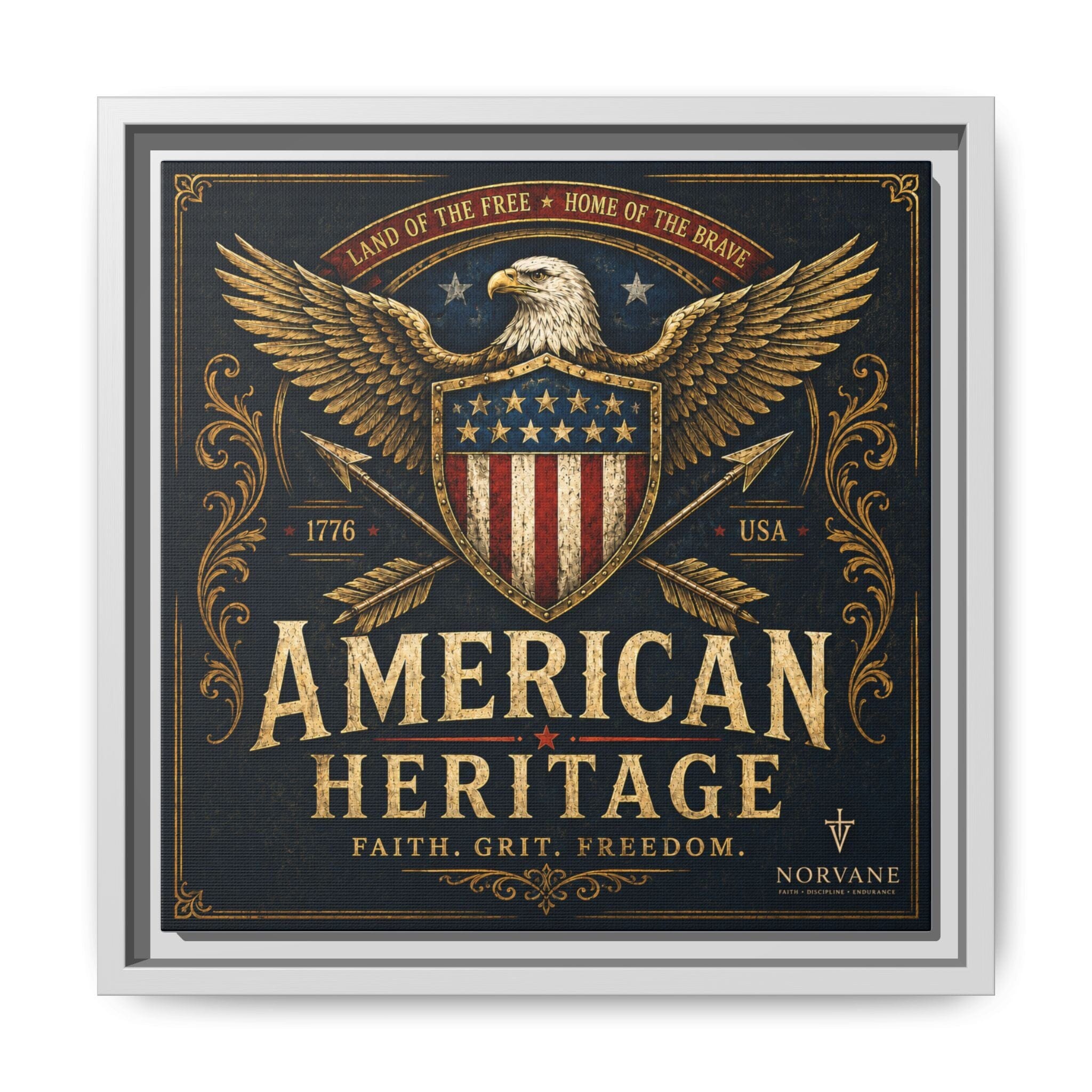 American Heritage Matte Canvas Print — Patriotic Eagle Framed Wall Art Canvas Printify 12″ x 12″ 1.25" White