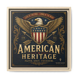 American Heritage Matte Canvas Print — Patriotic Eagle Framed Wall Art Canvas Printify 14" x 14" 1.25" Natural