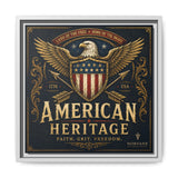 American Heritage Matte Canvas Print — Patriotic Eagle Framed Wall Art Canvas Printify 14" x 14" 1.25" White