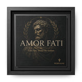 Amor Fati Framed Canvas – Stoic Bust Wall Art in Black
