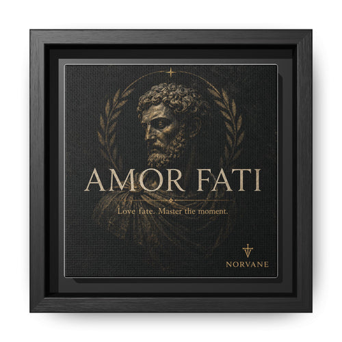 Amor Fati Framed Canvas – Stoic Bust Wall Art in Black