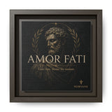 Amor Fati Framed Canvas – Stoic Bust Wall Art in Espresso