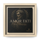 Amor Fati Framed Canvas – Stoic Bust Wall Art in Natural