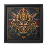 Britannia Lion Framed Canvas Wall Art — Union Jack Crest, 'Britannia • Unity • Pride' Canvas Printify 10″ x 10″ 1.25" Black