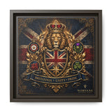 Britannia Lion Framed Canvas Wall Art — Union Jack Crest, 'Britannia • Unity • Pride' Canvas Printify 10″ x 10″ 1.25" Espresso