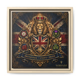 Britannia Lion Framed Canvas Wall Art — Union Jack Crest, 'Britannia • Unity • Pride' Canvas Printify 12″ x 12″ 1.25" Natural
