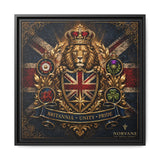 Britannia Lion Framed Canvas Wall Art — Union Jack Crest, 'Britannia • Unity • Pride' Canvas Printify 20″ x 20″ 1.25" Black