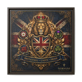 Britannia Lion Framed Canvas Wall Art — Union Jack Crest, 'Britannia • Unity • Pride' Canvas Printify 20″ x 20″ 1.25" Espresso