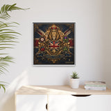 Britannia Lion Framed Canvas Wall Art — Union Jack Crest, 'Britannia • Unity • Pride' Canvas Printify 