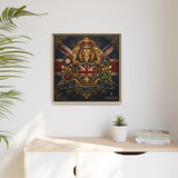 Britannia Lion Framed Canvas Wall Art — Union Jack Crest, 'Britannia • Unity • Pride' Canvas Printify 