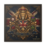 Britannia Lion Framed Canvas Wall Art — Union Jack Crest, 'Britannia • Unity • Pride' Canvas Printify 30″ x 30″ 1.25" Espresso