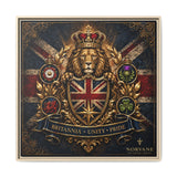 Britannia Lion Framed Canvas Wall Art — Union Jack Crest, 'Britannia • Unity • Pride' Canvas Printify 30″ x 30″ 1.25" Natural