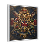 Britannia Lion Framed Canvas Wall Art — Union Jack Crest, 'Britannia • Unity • Pride' Canvas Printify 