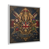 Britannia Lion Framed Canvas Wall Art — Union Jack Crest, 'Britannia • Unity • Pride' Canvas Printify 