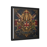 Britannia Lion Framed Canvas Wall Art — Union Jack Crest, 'Britannia • Unity • Pride' Canvas Printify 