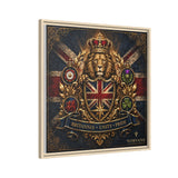 Britannia Lion Framed Canvas Wall Art — Union Jack Crest, 'Britannia • Unity • Pride' Canvas Printify 