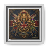 Britannia Lion Framed Canvas Wall Art — Union Jack Crest, 'Britannia • Unity • Pride' Canvas Printify 6" x 6" 1.25" White