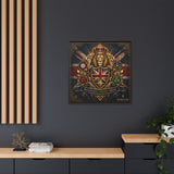 Britannia Lion Framed Canvas Wall Art — Union Jack Crest, 'Britannia • Unity • Pride' Canvas Printify 