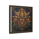 Britannia Lion Framed Canvas Wall Art — Union Jack Crest, 'Britannia • Unity • Pride' Canvas Printify 