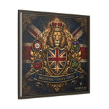 Britannia Lion Framed Canvas Wall Art — Union Jack Crest, 'Britannia • Unity • Pride' Canvas Printify 