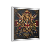 Britannia Lion Framed Canvas Wall Art — Union Jack Crest, 'Britannia • Unity • Pride' Canvas Printify 
