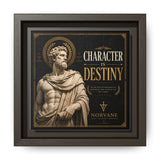 Character Is Destiny Framed Canvas – Heraclitus Wall Art in Espresso
