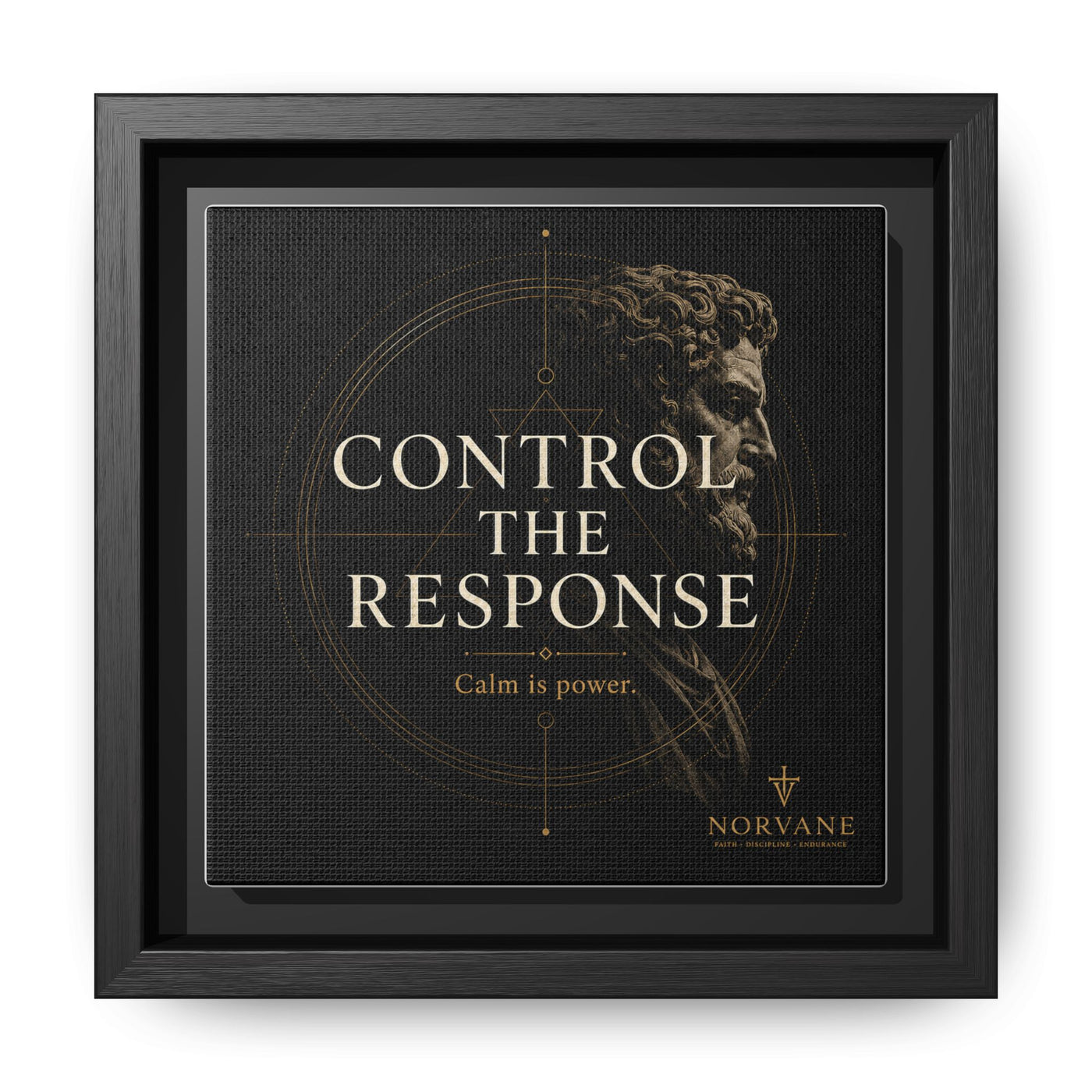 Control the Response Framed Canvas – Stoic Motivational Art in Black