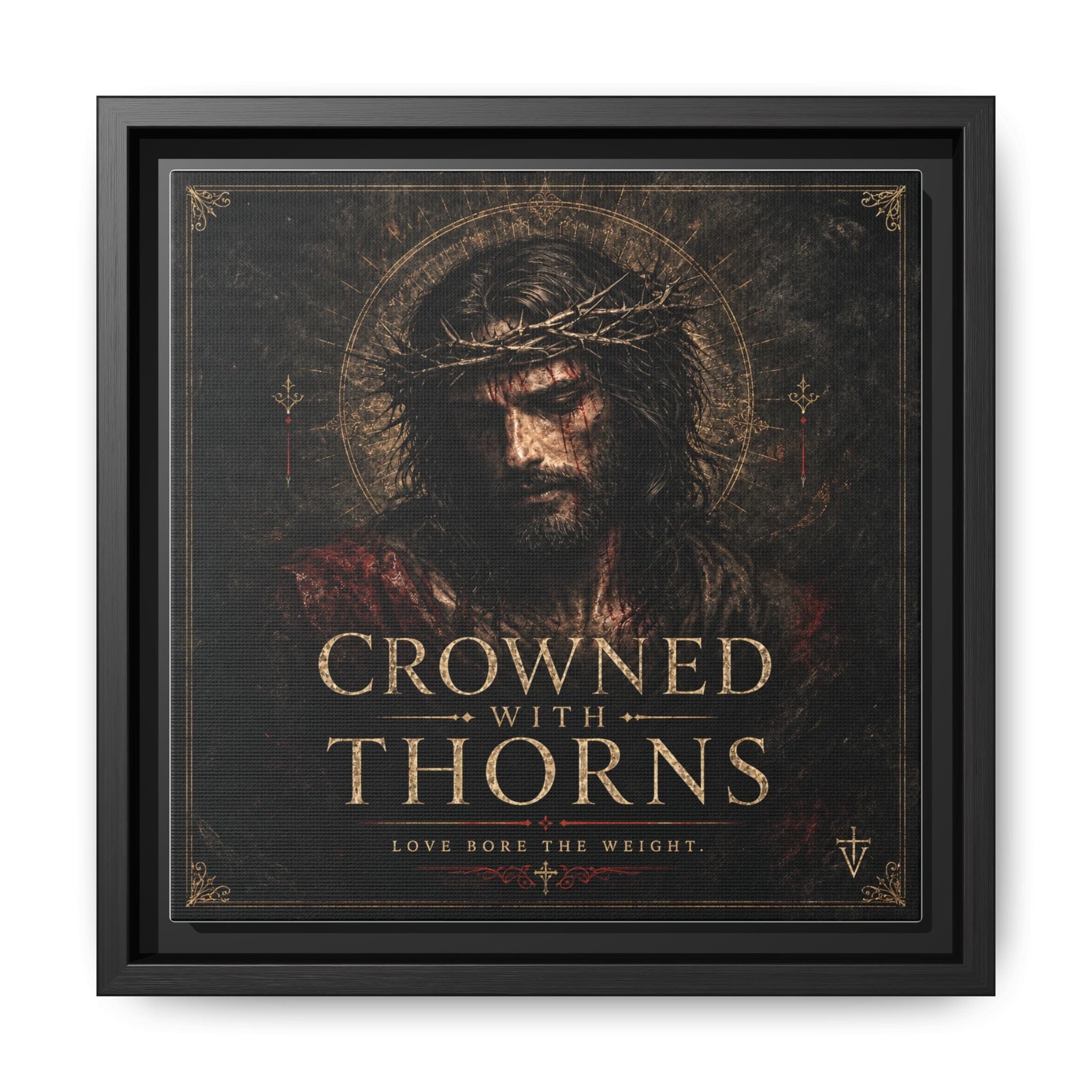 Framed Matte Canvas - "Crowned with Thorns" Religious Wall Art Canvas Printify 10″ x 10″ 1.25" Black