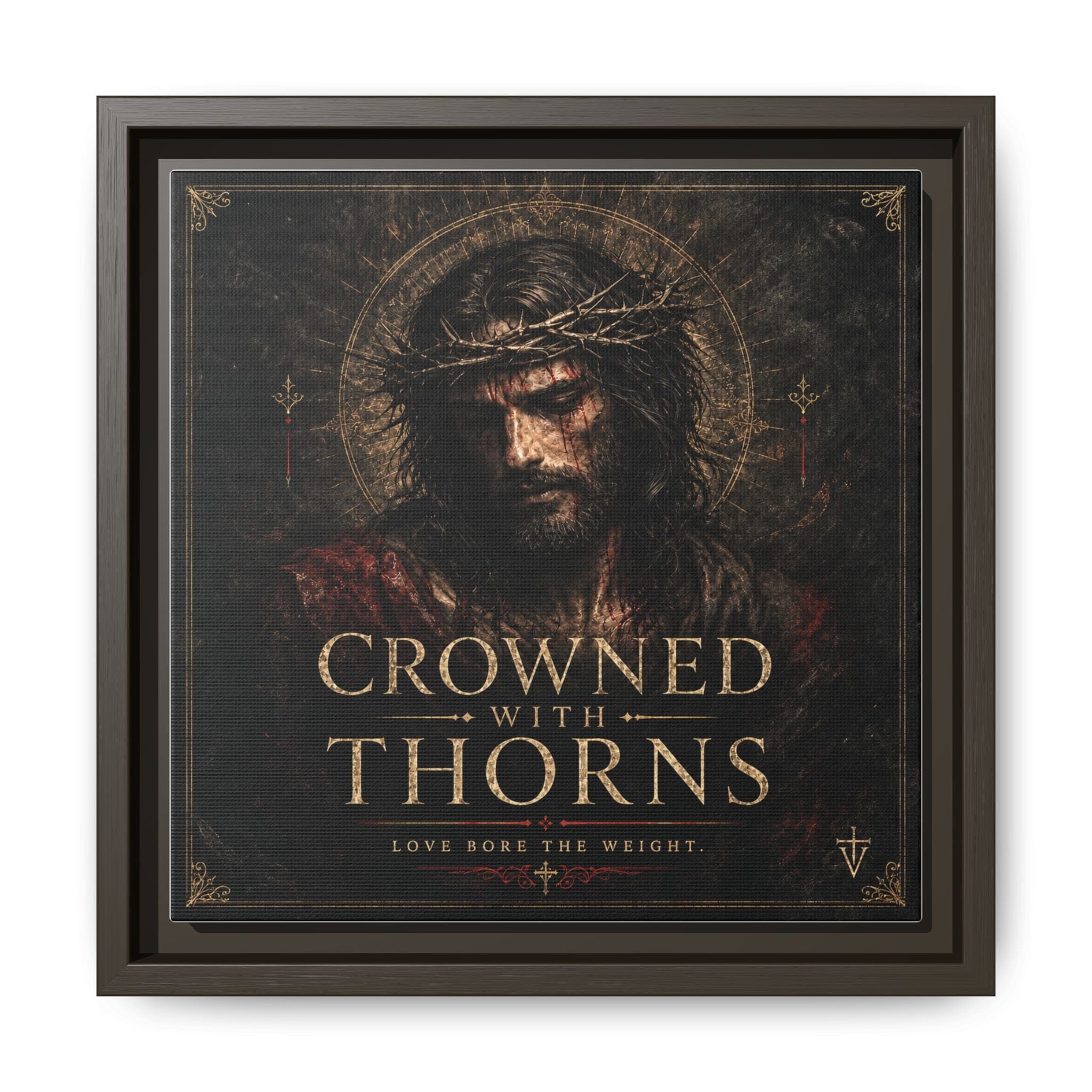 Framed Matte Canvas - "Crowned with Thorns" Religious Wall Art Canvas Printify 10″ x 10″ 1.25" Espresso