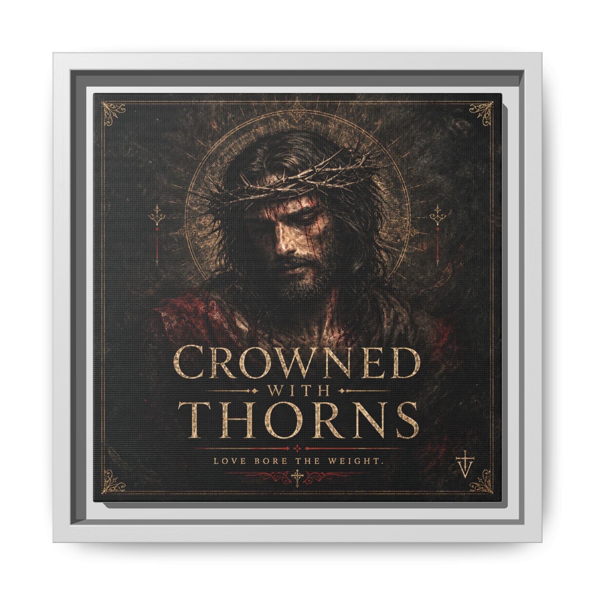 Framed Matte Canvas - "Crowned with Thorns" Religious Wall Art Canvas Printify 10″ x 10″ 1.25" White
