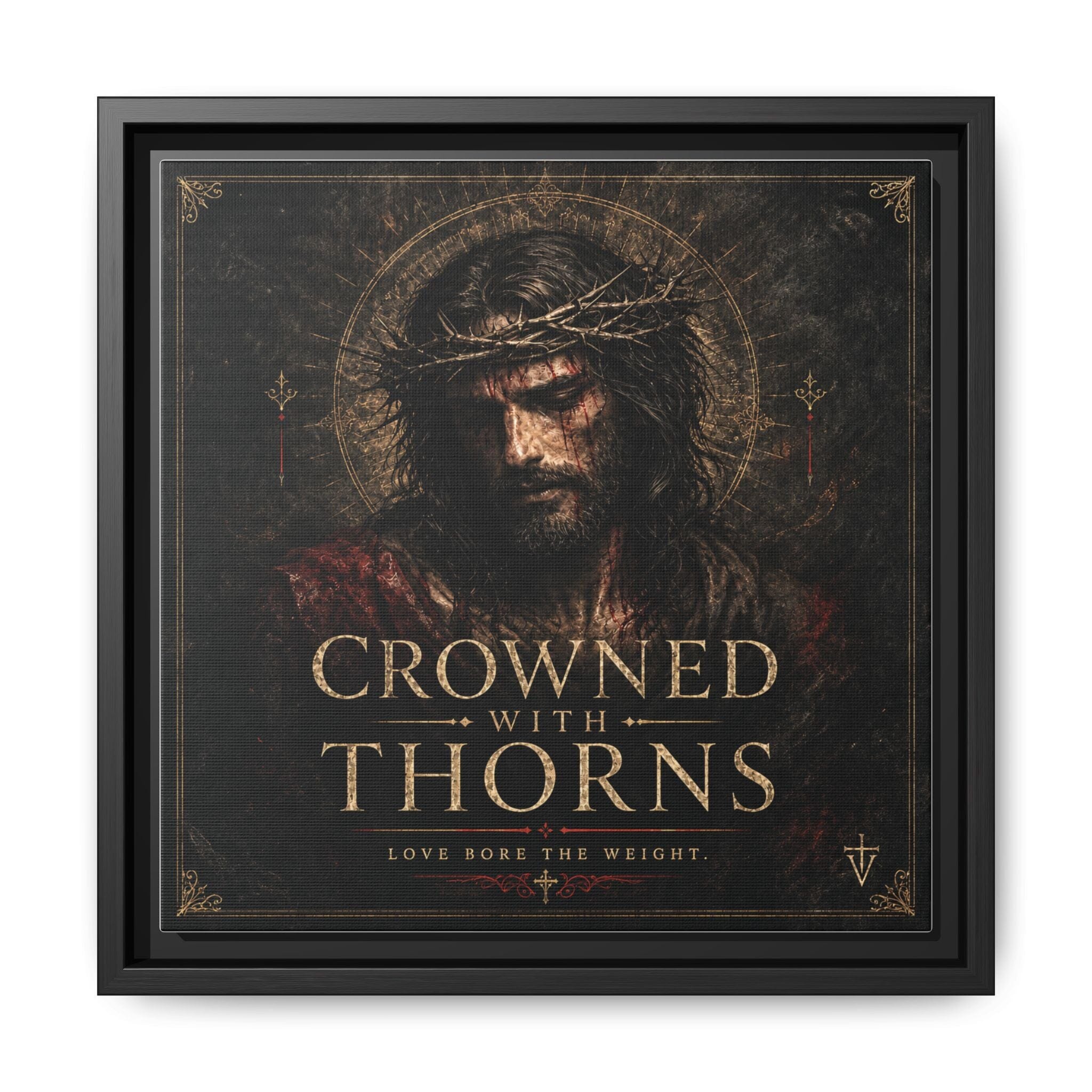 Framed Matte Canvas - "Crowned with Thorns" Religious Wall Art Canvas Printify 12″ x 12″ 1.25" Black