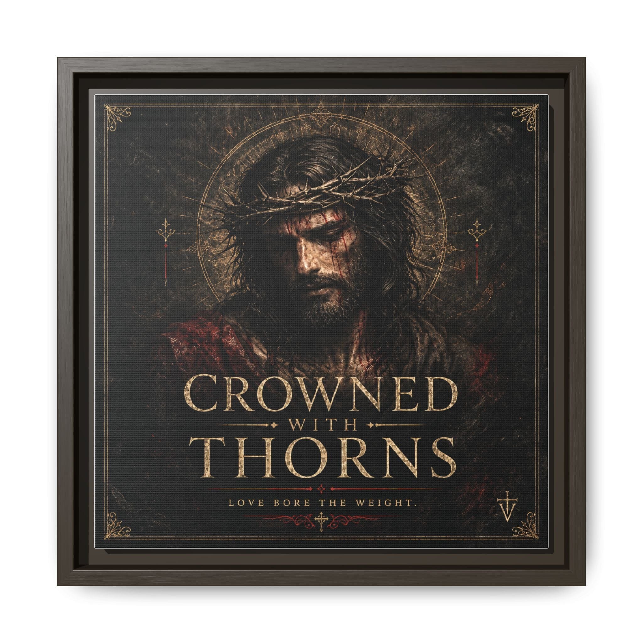 Framed Matte Canvas - "Crowned with Thorns" Religious Wall Art Canvas Printify 12″ x 12″ 1.25" Espresso