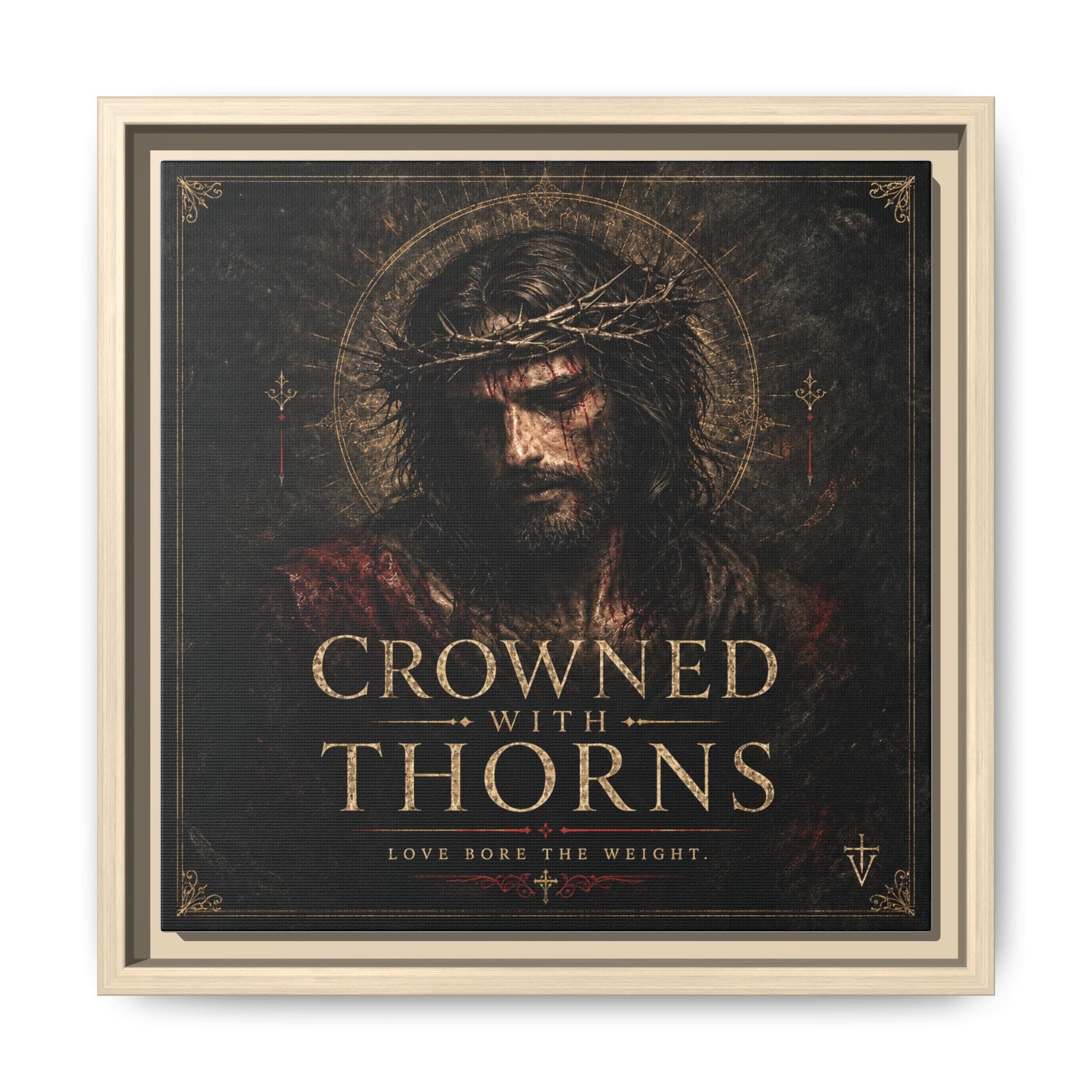 Framed Matte Canvas - "Crowned with Thorns" Religious Wall Art Canvas Printify 12″ x 12″ 1.25" Natural