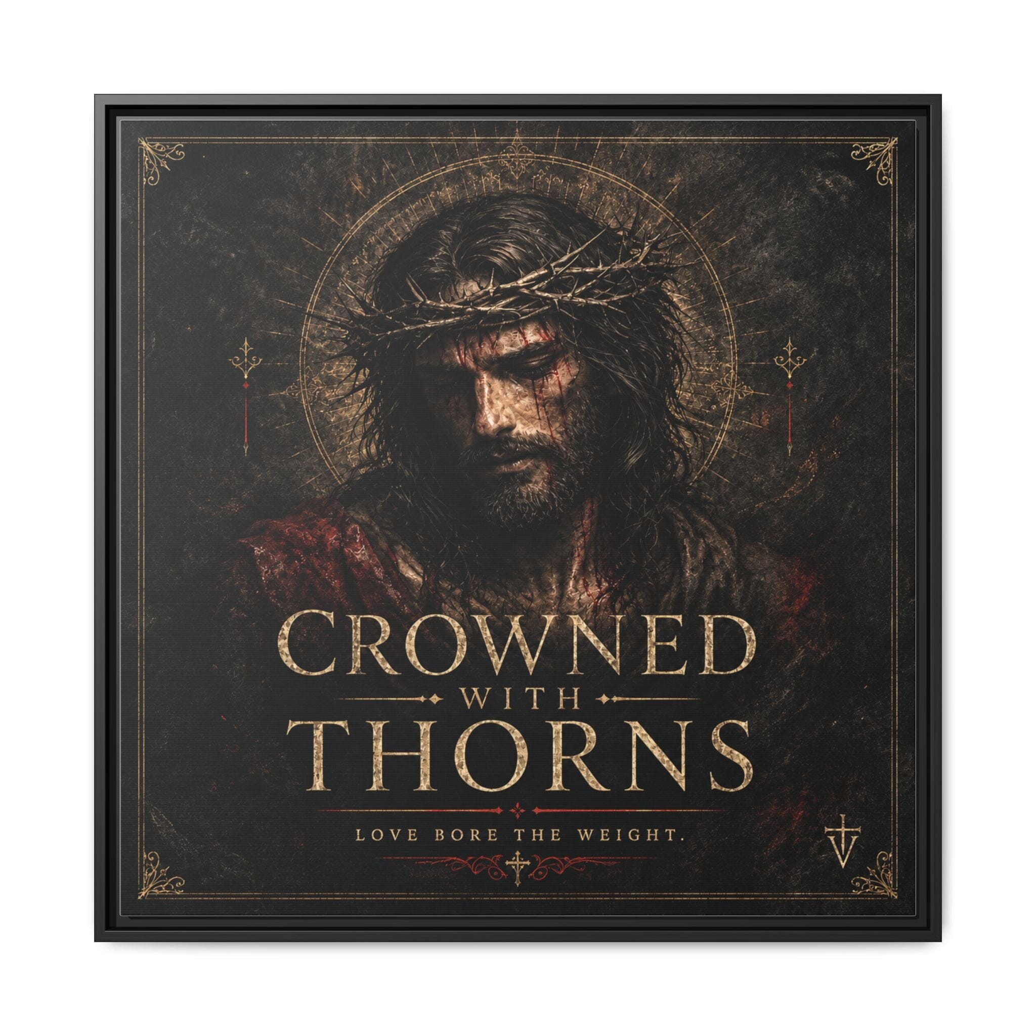 Framed Matte Canvas - "Crowned with Thorns" Religious Wall Art Canvas Printify 30″ x 30″ 1.25" Black