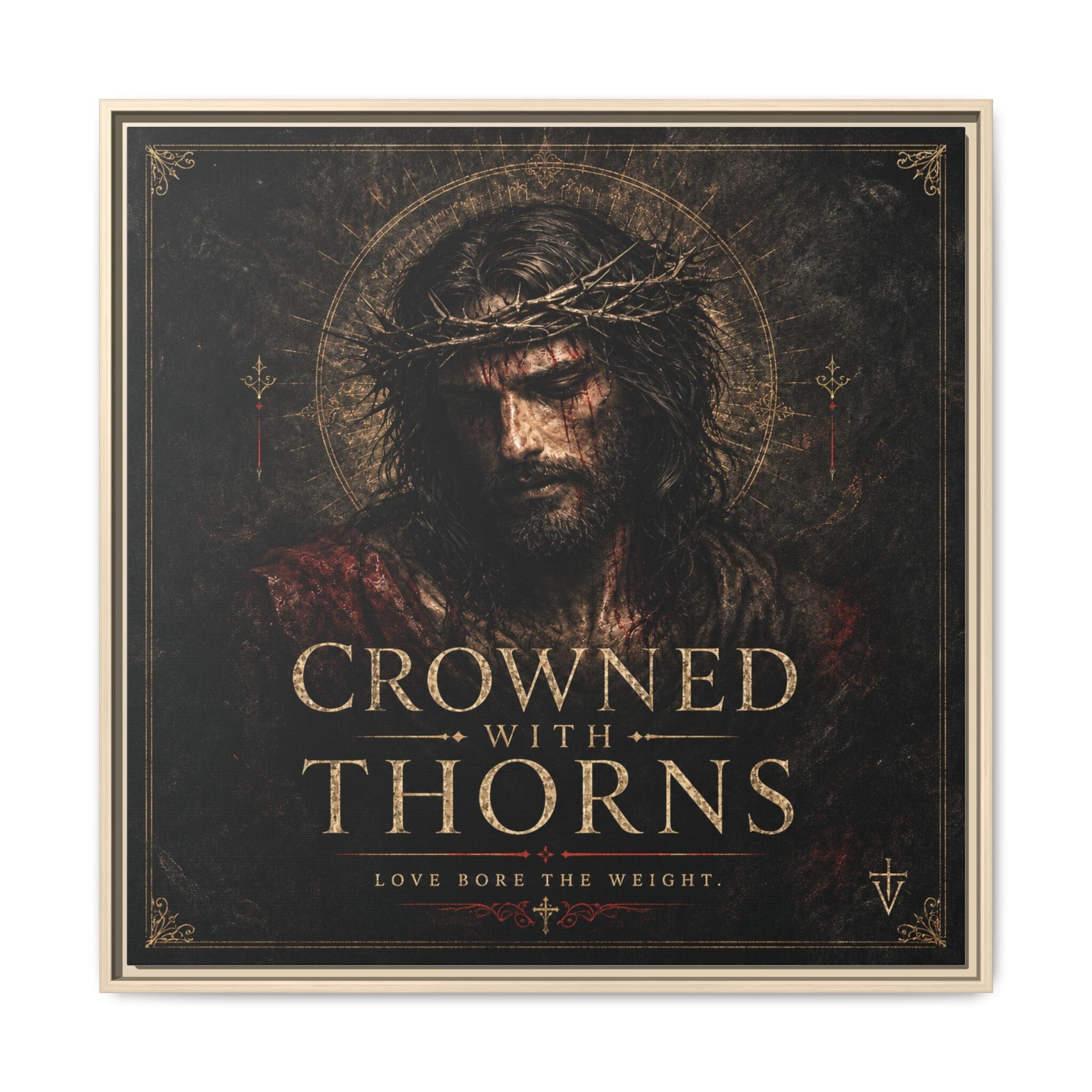 Framed Matte Canvas - "Crowned with Thorns" Religious Wall Art Canvas Printify 30″ x 30″ 1.25" Natural