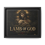 Lamb of God Matte Canvas Print — 'Redeemer. Sacrifice. Grace.' Framed Religious Wall Art Canvas Printify 10″ x 8″ (Horizontal) 1.25" Black