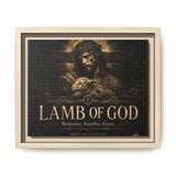 Lamb of God Matte Canvas Print — 'Redeemer. Sacrifice. Grace.' Framed Religious Wall Art Canvas Printify 10″ x 8″ (Horizontal) 1.25" Natural
