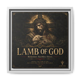 Lamb of God Matte Canvas Print — 'Redeemer. Sacrifice. Grace.' Framed Religious Wall Art Canvas Printify 12″ x 12″ 1.25" White