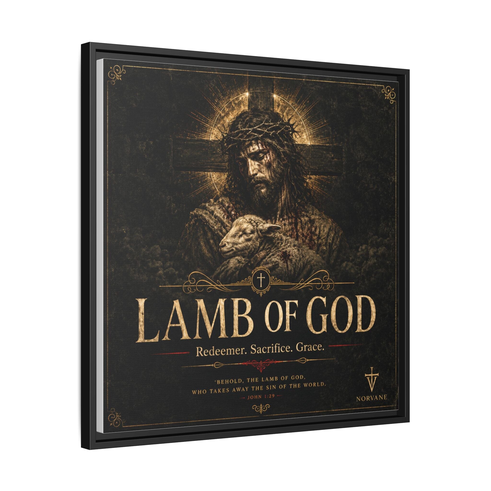 Lamb of God Matte Canvas Print — 'Redeemer. Sacrifice. Grace.' Framed Religious Wall Art Canvas Printify 
