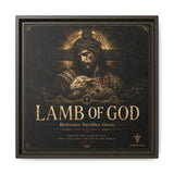 Lamb of God Matte Canvas Print — 'Redeemer. Sacrifice. Grace.' Framed Religious Wall Art Canvas Printify 16″ x 16″ 1.25" Espresso