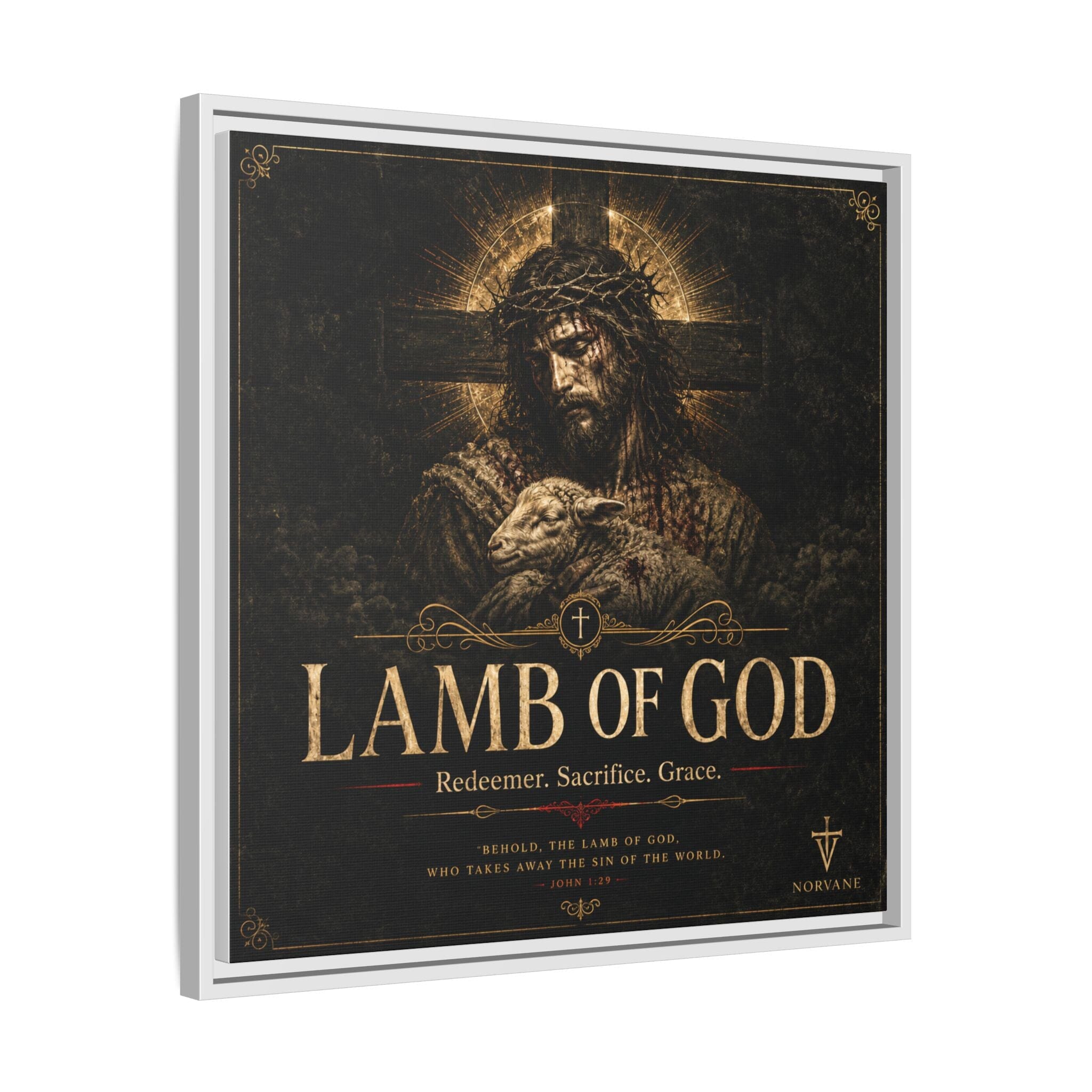 Lamb of God Matte Canvas Print — 'Redeemer. Sacrifice. Grace.' Framed Religious Wall Art Canvas Printify 