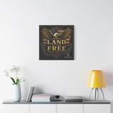 Land of the Free Eagle Canvas Wall Art — Patriotic American Flag Home Decor Canvas Printify 